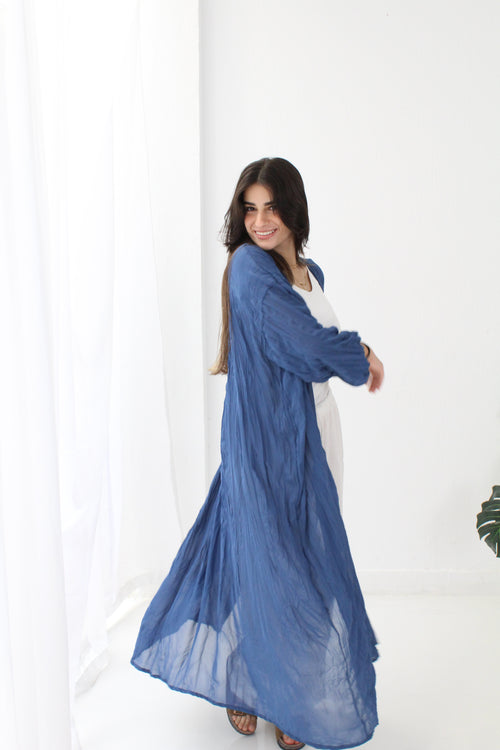 Crushed Chiffon Kimono - Blue
