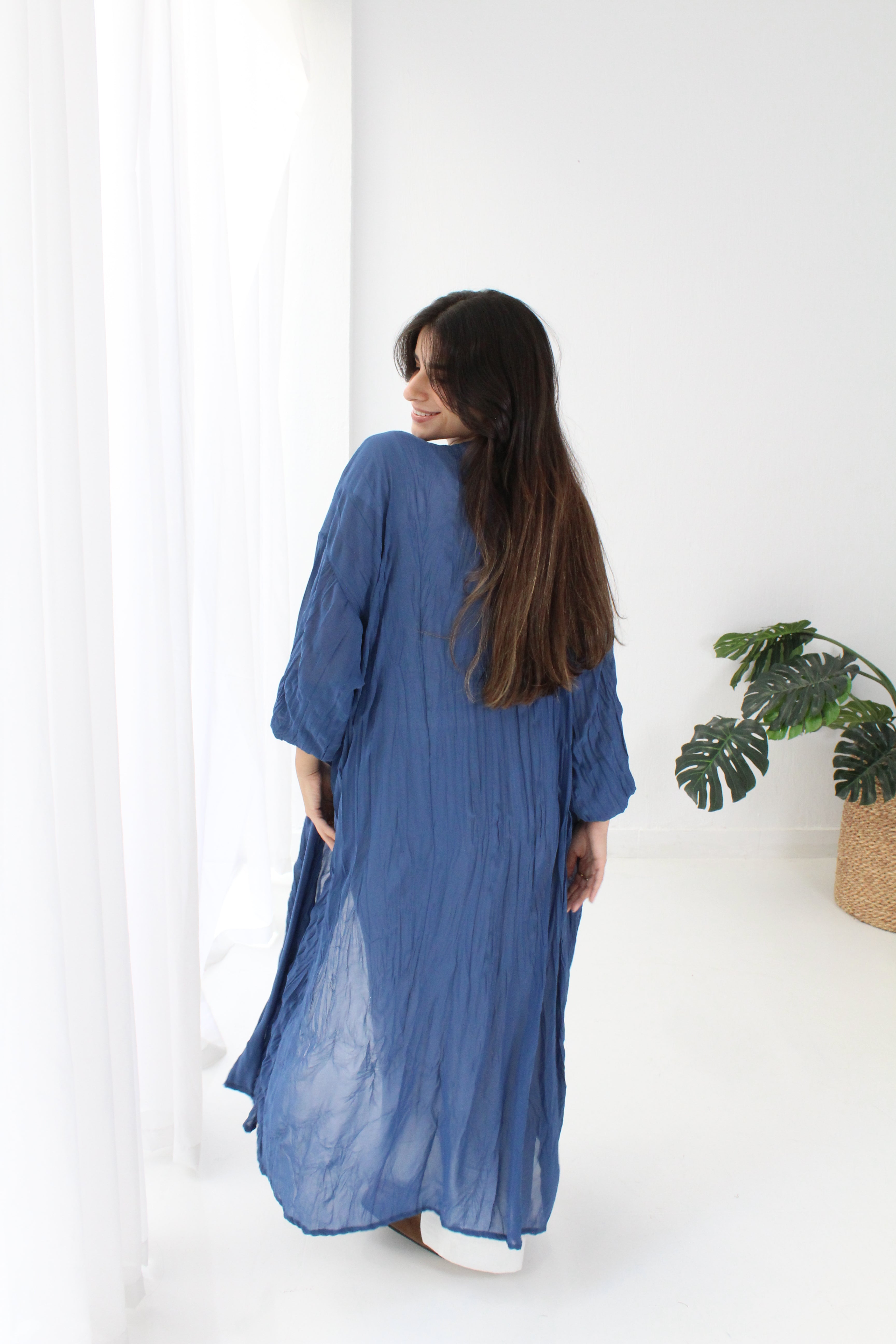 Crushed Chiffon Kimono - Blue