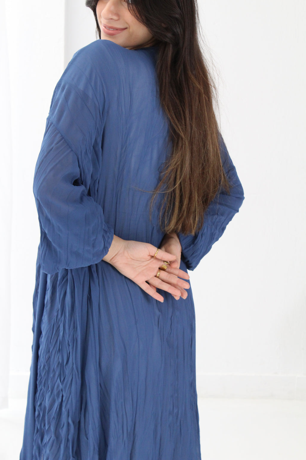 Crushed Chiffon Kimono - Blue