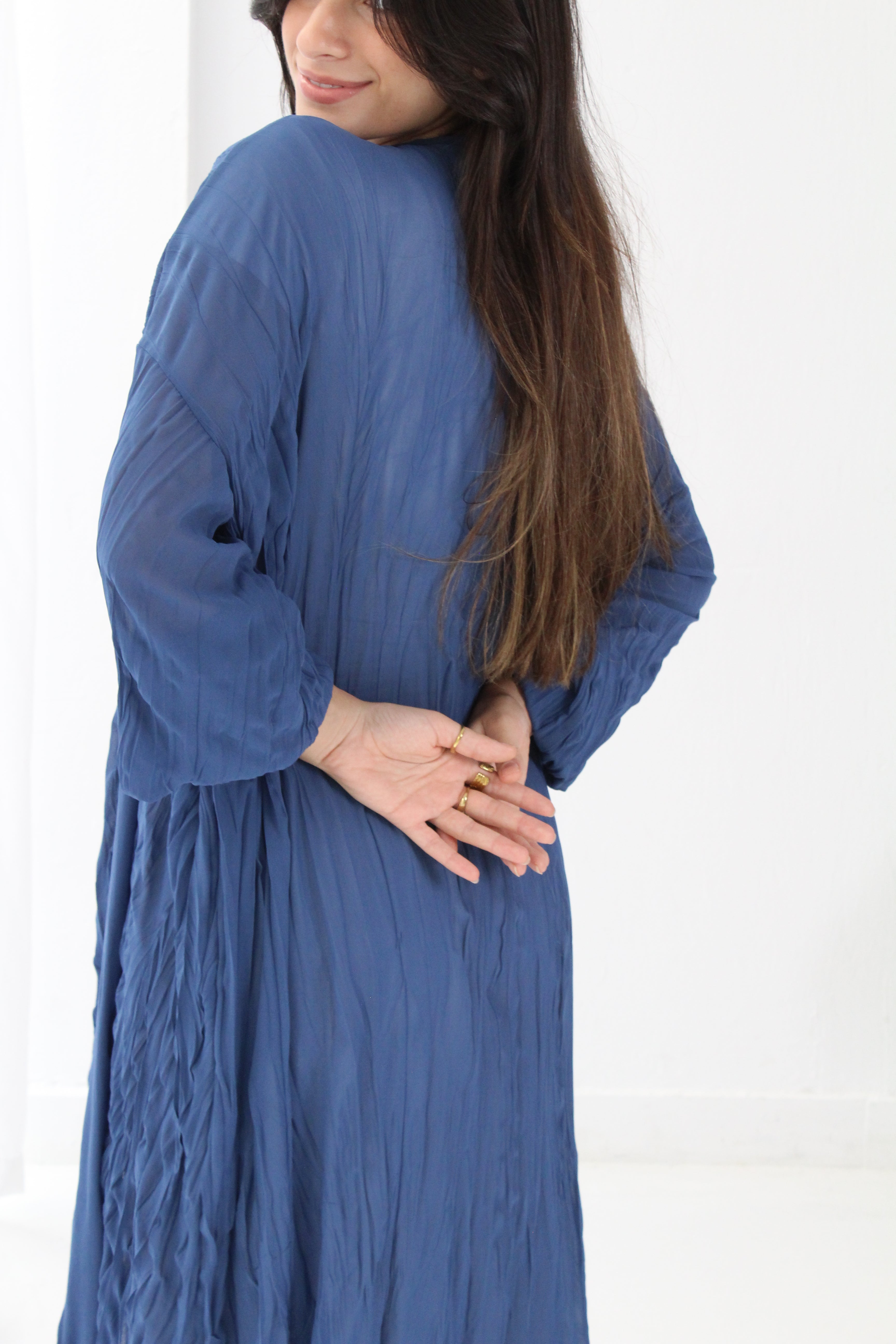 Crushed Chiffon Kimono - Blue
