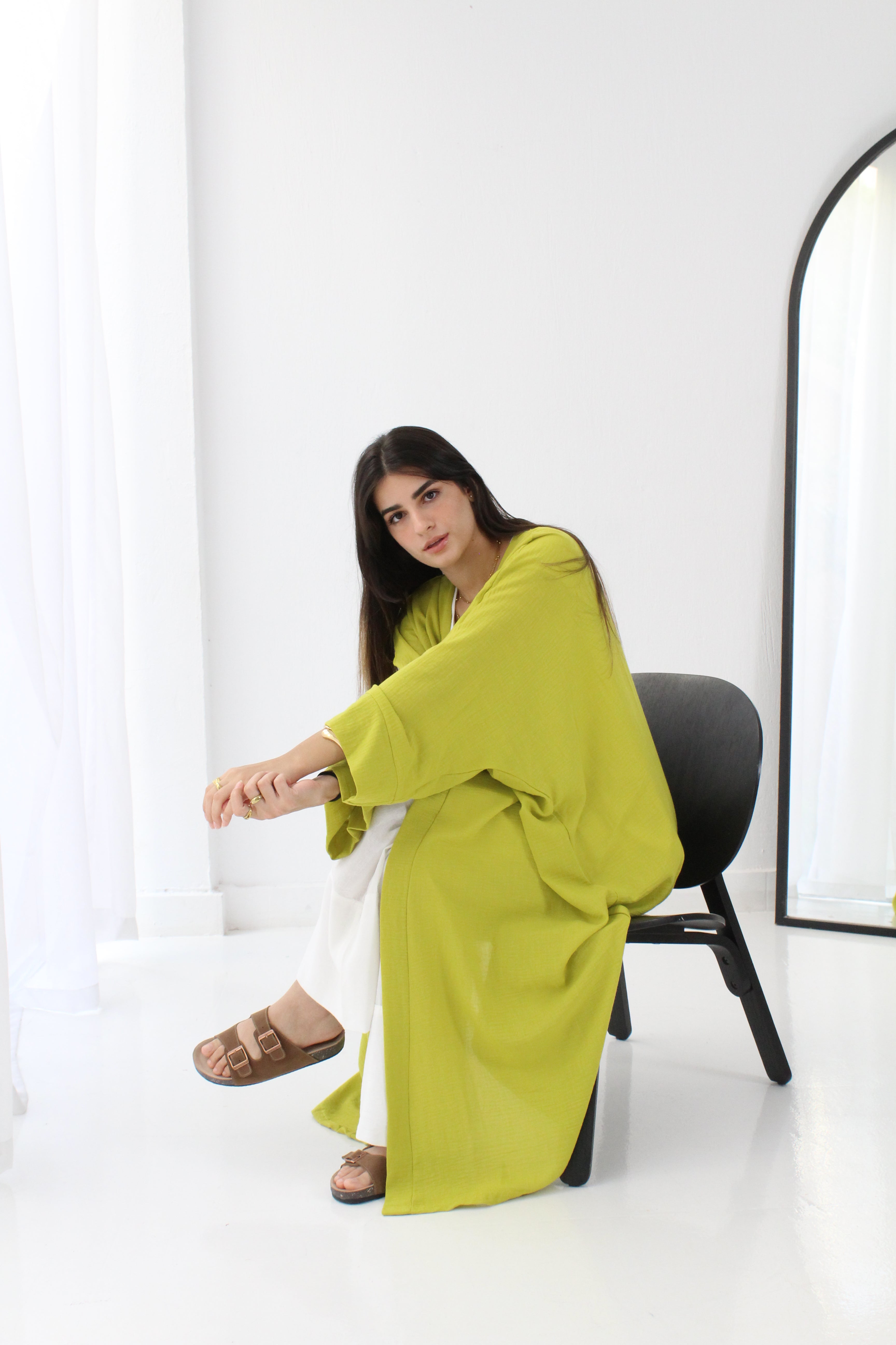 Linen Kimono - Lime