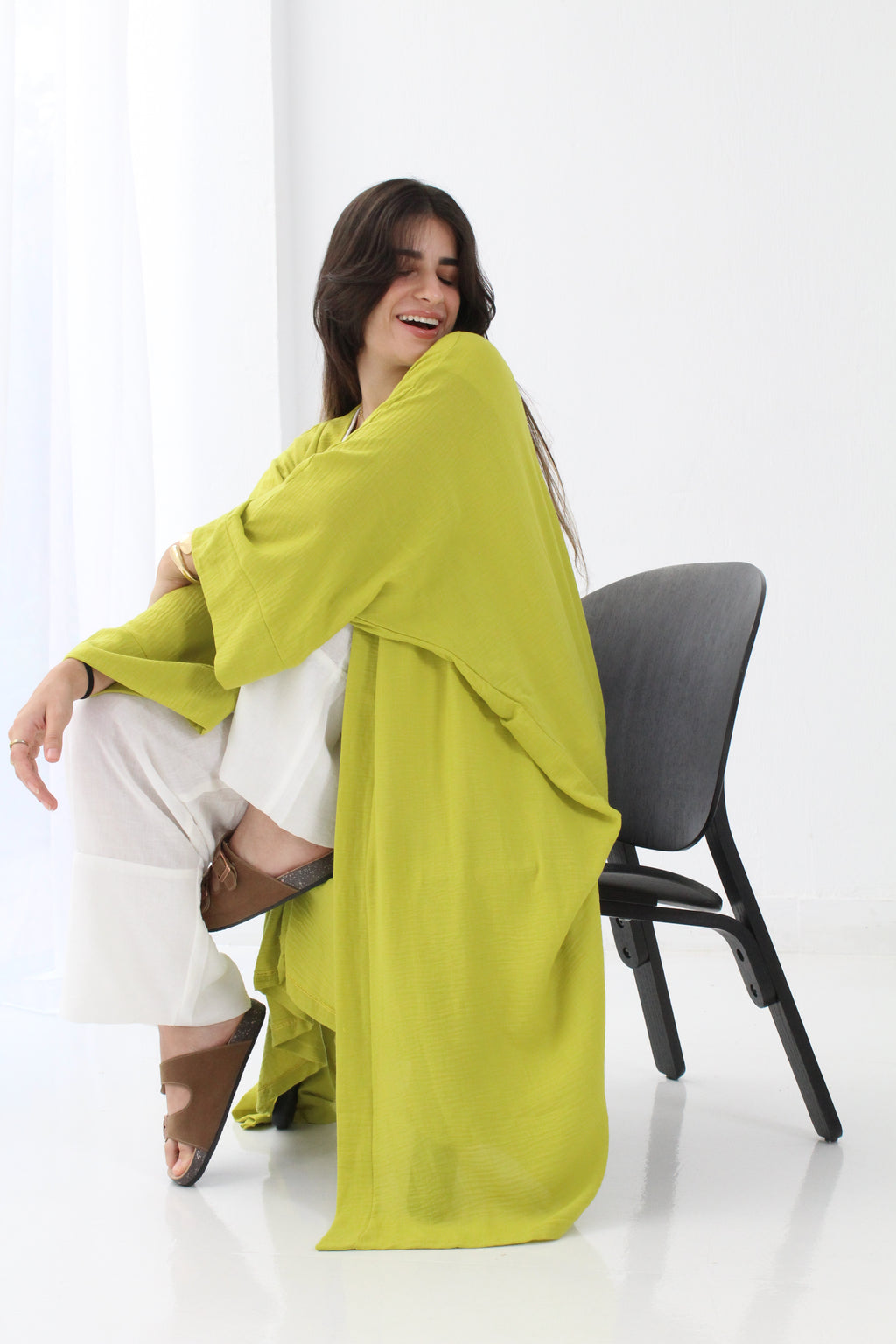 Linen Kimono - Lime