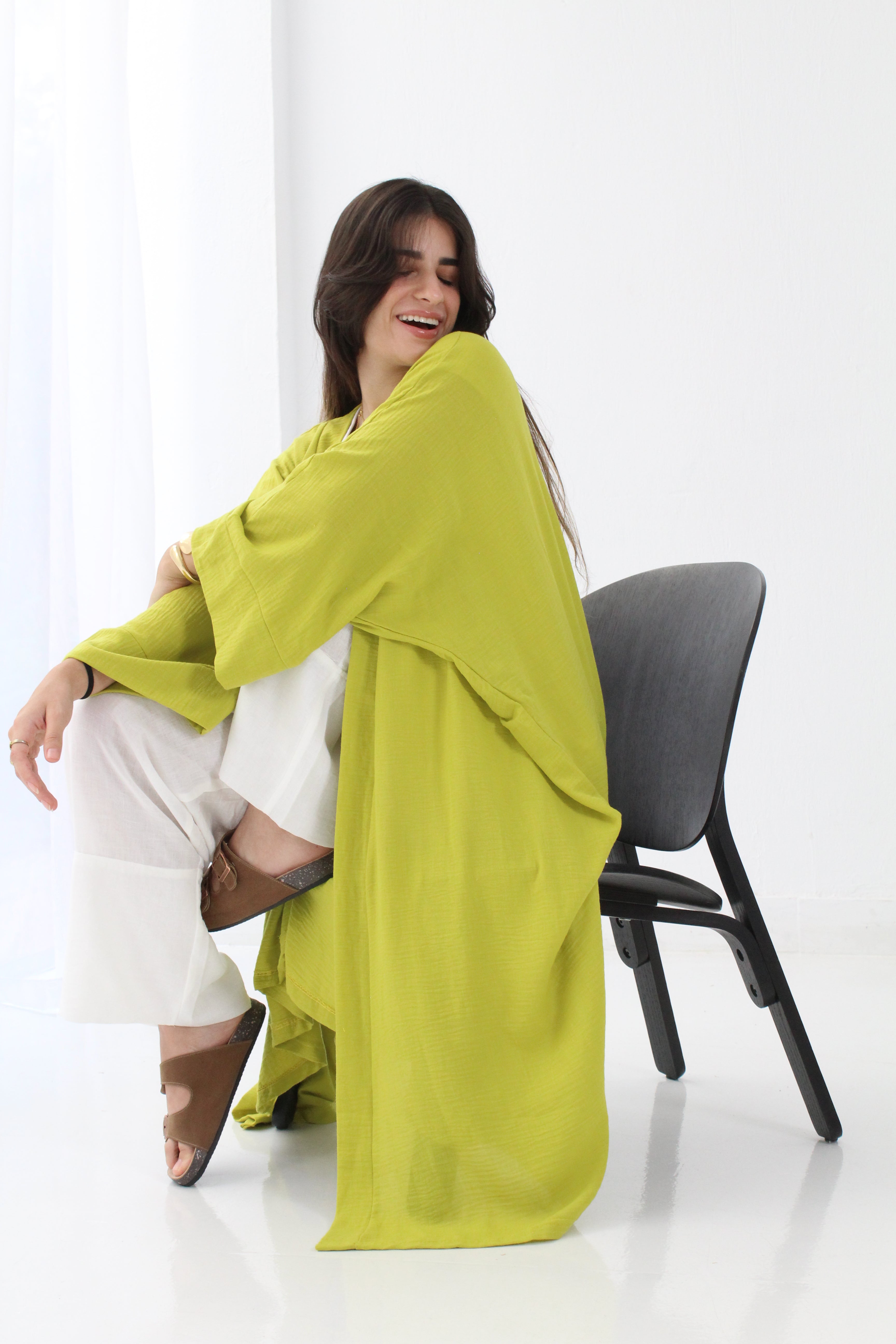Linen Kimono - Lime