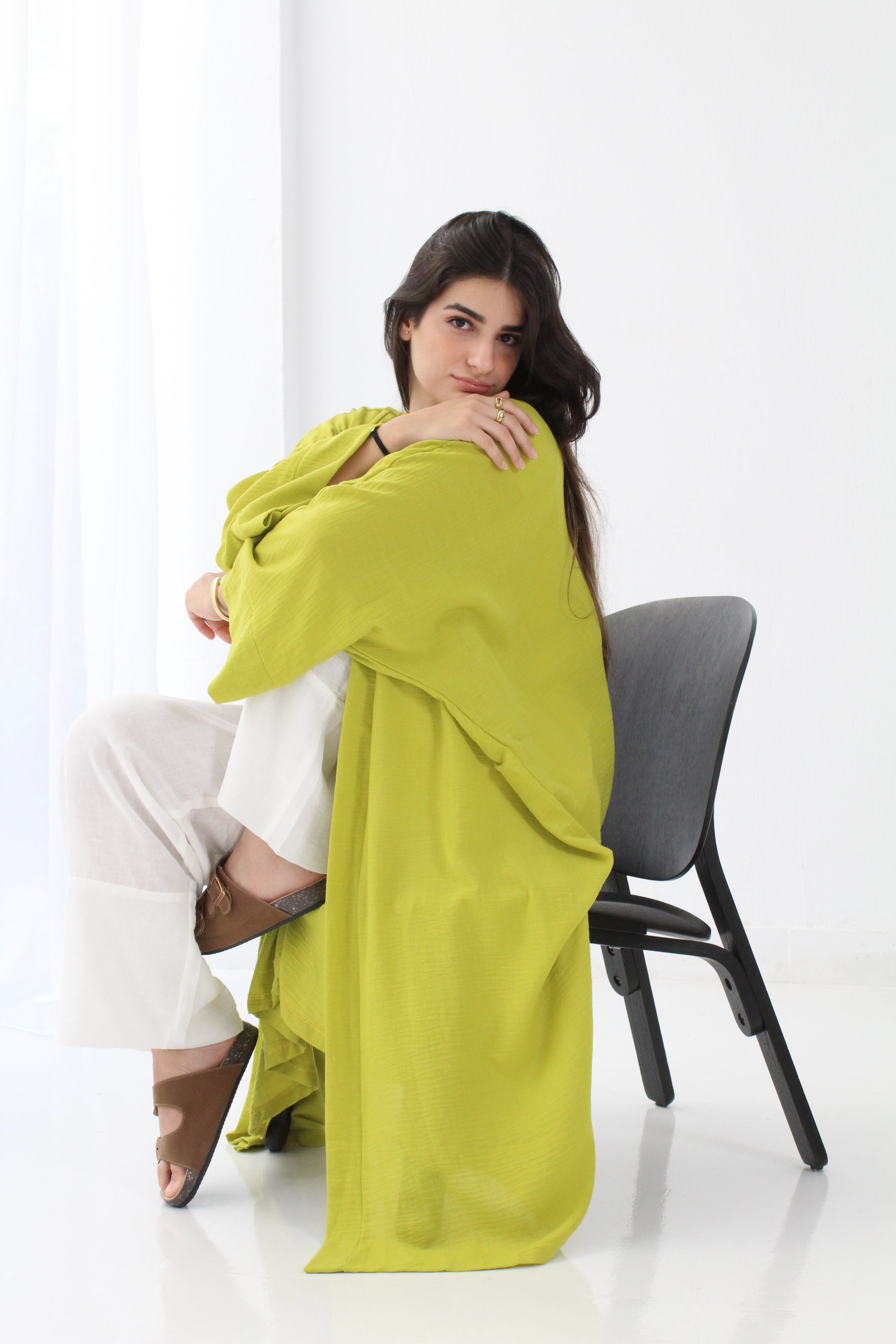 Linen Kimono - Lime