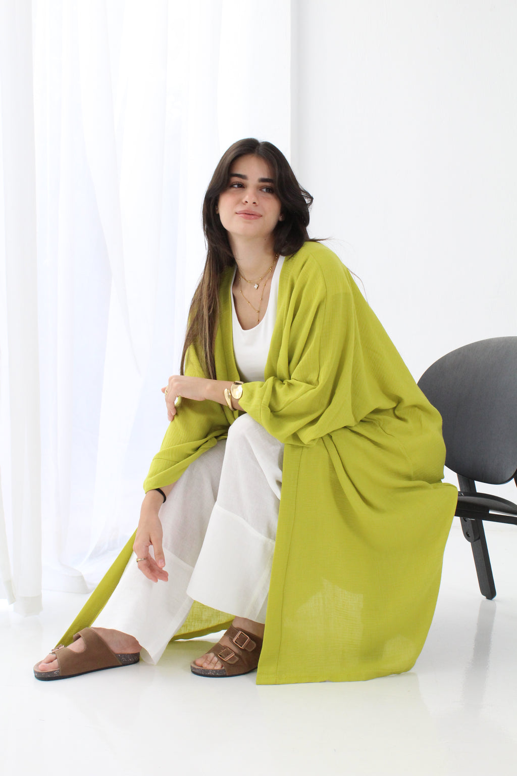 Linen Kimono - Lime