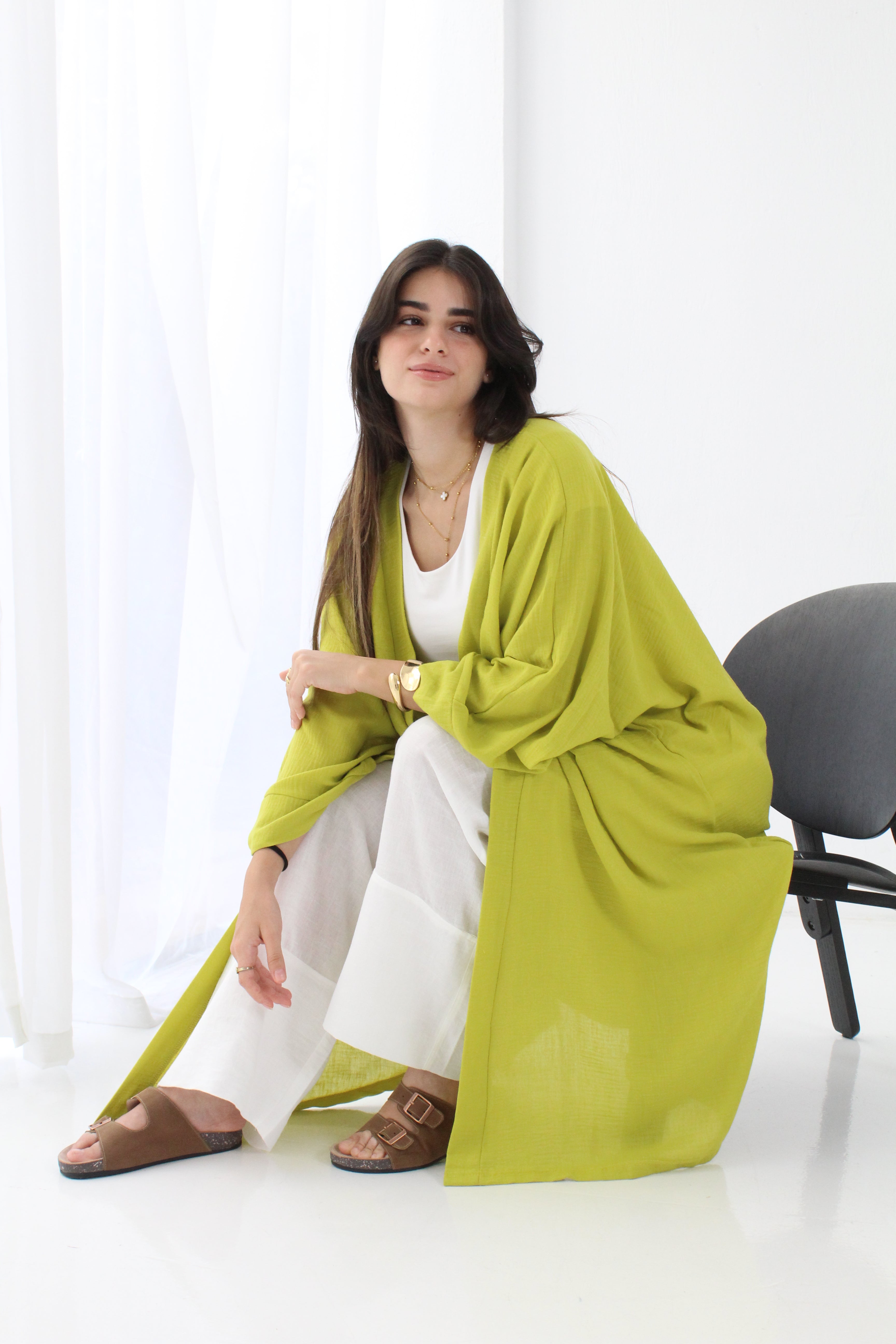 Linen Kimono - Lime