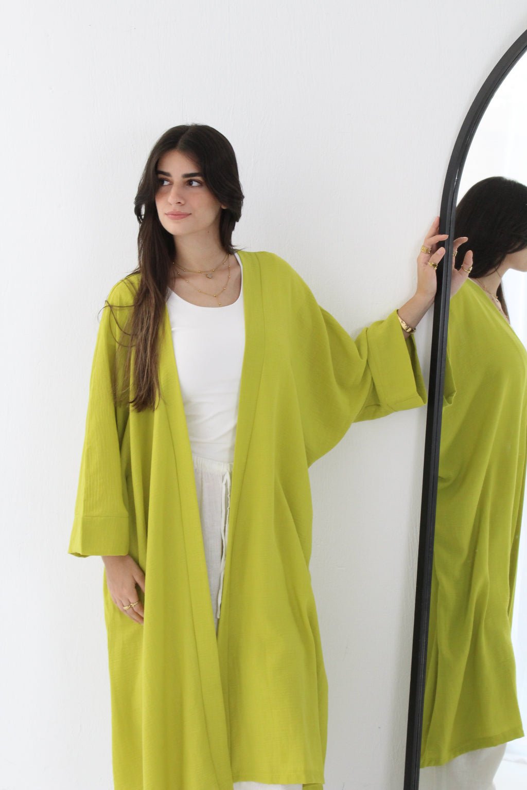 Linen Kimono - Lime