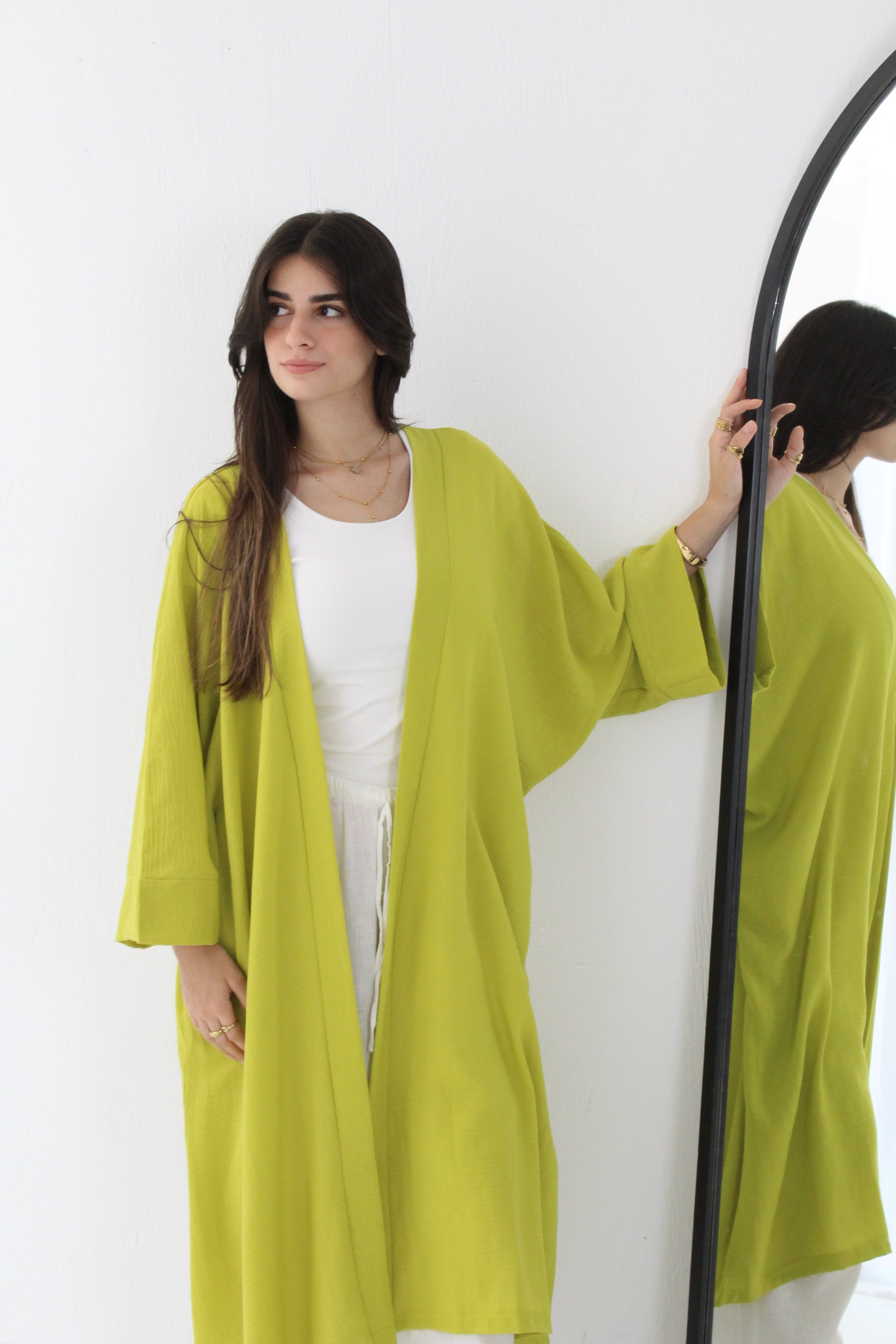 Linen Kimono - Lime