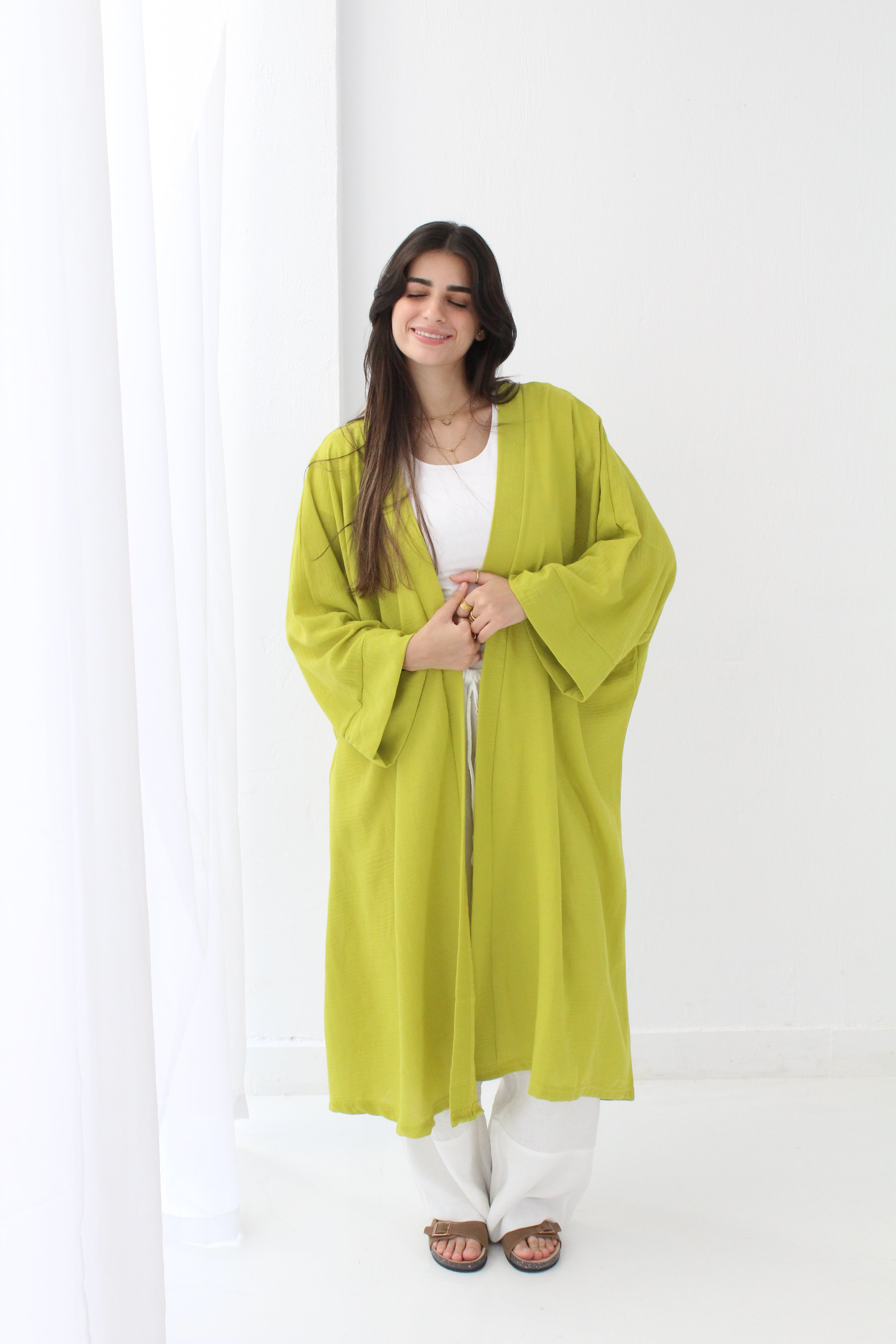 Linen Kimono - Lime
