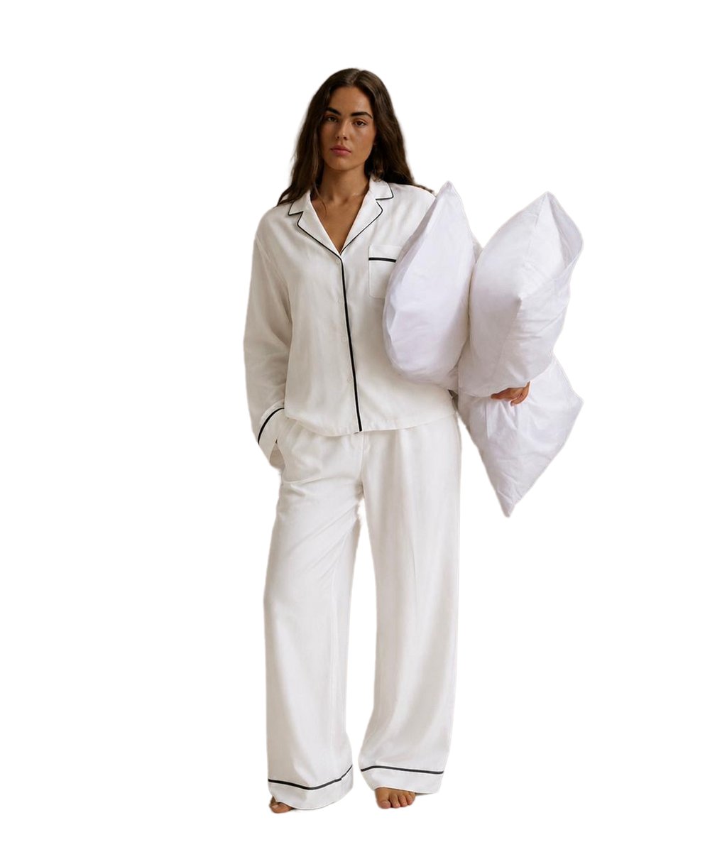 off white Pajama with black pipe